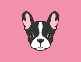 schattig Frans bulldog gezicht portret Aan roze achtergrond vector