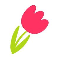 rood bloeiend tulp getrokken door kind icoon vector