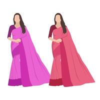 Indisch vrouw Saree slijtage kunst symbool ontwerp vector