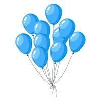 blauw ballon veel. hand- getrokken helium ballonnen, gelukkig verjaardag lucht ballonnen decoraties, vakantie viering decor vlak vector illustratie. vliegend glanzend ballonnen