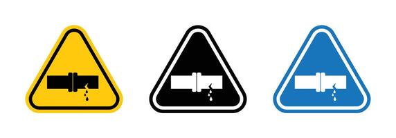 voorzichtigheid veiligheid lekken van water of chemisch materiaal teken vector