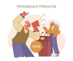 deelnemen in politiek leven concept. vector
