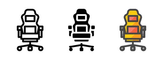 multipurpose gaming stoel vector icoon in schets, glyph, gevulde schets stijl
