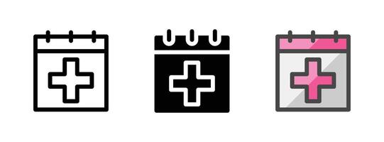 multipurpose Gezondheid kalender vector icoon in schets, glyph, gevulde schets stijl