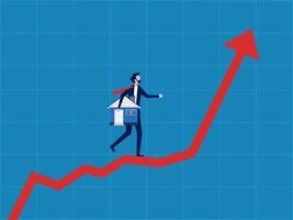 investeren in duurzame echt landgoed. zakenman Holding huis wandelen Aan groeit diagram vector