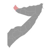 awdal regio kaart, administratief divisie van Somalië. vector illustratie.