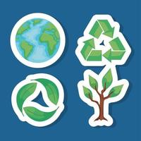 vier milieuvriendelijke pictogrammen vector
