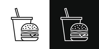 Hamburger en zacht drinken kop icoon vector