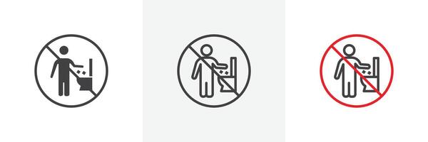 Doen niet afval in toilet teken vector
