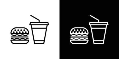 Hamburger en zacht drinken kop icoon vector