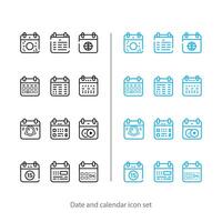 datum en kalender pictogrammen reeks vector