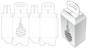 kartonnen handvatverpakking met gestencilde kerstbal gestanst sjabloon vector