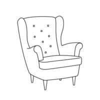 fauteuil schets icoon. stoel lijn illustratie. lineair illustratie van modieus zacht meubilair. vector fauteuil schetsen geïsoleerd Aan wit achtergrond.