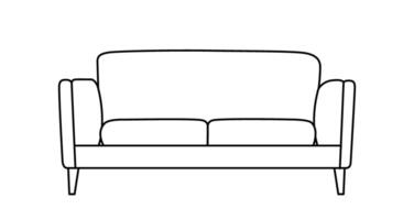 sofa schets icoon. lijn kunst illustratie van bank. modern salon, meubilair in Scandinavisch stijl voor huis interieur. lineair vector illustratie geïsoleerd Aan wit achtergrond.