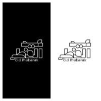 eid mubarak typografie voor eid mubarak, eid ul fitr mubarak. zwart en wit vector illustratie
