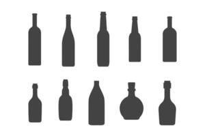 reeks fles glas silhouet, icoon fles. vector