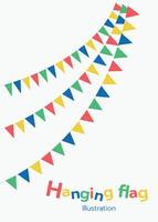 driehoekig draad hangende vlaggen, decoratief kleurrijk partij wimpels voor verjaardag viering, festival decoratie. vector
