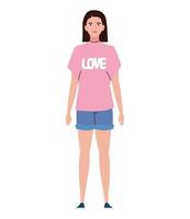 vrouw met roze shirt vector