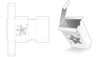 kartonnen verpakking met gestencilde kerstster gestanst sjabloon vector