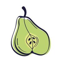 half groene peer fruit vector