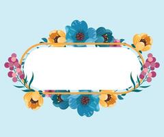 bruiloft naam bord met kleurrijk bloemen vector