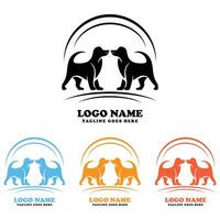 hond logo ontwerp sjabloon met meerdere kleur variaties vector