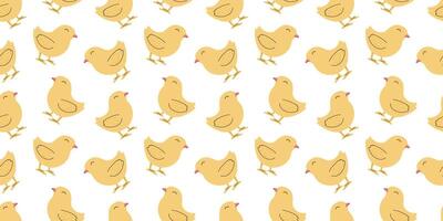 naadloos patroon met kippen. Pasen ontwerp voor omhulsel papier en achtergronden. hand- getrokken illustratie van kuiken vogel in kawaii stijl vector
