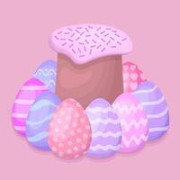 Pasen taart met eieren. gelukkig Pasen. vector illustratie.