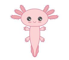 vector vlak tekenfilm illustratie van schattig gestileerde axolotl salamander geïsoleerd Aan wit achtergrond. baby axolotl lachend.