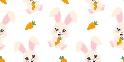 naadloos patroon van Pasen konijn met wortel vector