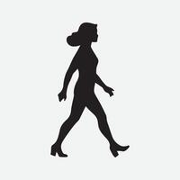 bedrijf vrouw wandelen silhouet vector kunst illustratie geïsoleerd Aan wit achtergrond