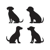 reeks van zittend hond silhouet vector kunst illustratie