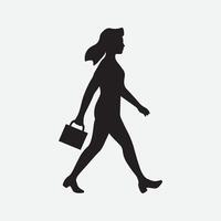 bedrijf vrouw wandelen silhouet vector kunst illustratie geïsoleerd Aan wit achtergrond