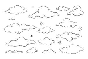 tekening reeks van wolken, vector illustratie.