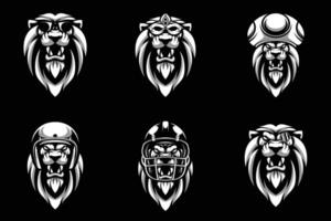 leeuw hoofden bundel zwart en wit vector