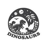 dinosaurussen monochroom logo zwart en wit vector