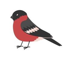 hand- getrokken schattig tekenfilm illustratie van staand goudvink. vlak vector winter vogel karakter sticker in gekleurde tekening stijl. kerstmis, nieuw jaar, Kerstmis icoon of afdrukken. geïsoleerd Aan achtergrond.