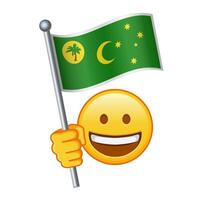 emoji met cocos eilanden vlag groot grootte van geel emoji glimlach vector