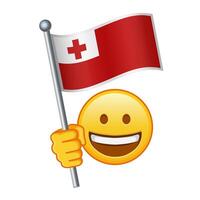 emoji met Tonga vlag groot grootte van geel emoji glimlach vector