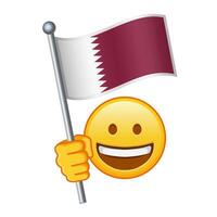 emoji met qatar vlag groot grootte van geel emoji glimlach vector