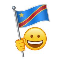 emoji met democratisch republiek van de Congo vlag groot grootte van geel emoji glimlach vector