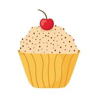 met kersen versierde cupcake vector