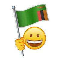 emoji met Zambia vlag groot grootte van geel emoji glimlach vector