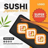 sushi Japans voedsel sociaal media illustratie vlak tekenfilm hand- getrokken Sjablonen achtergrond vector