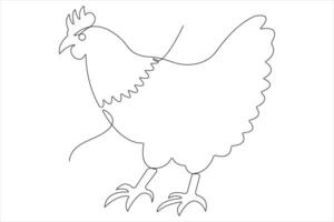 doorlopend een lijn kunst tekening van huisdier dier kip concept schets vector illustratie