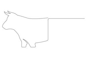 doorlopend een lijn kunst tekening van koe huisdier dier concept schets vector illustratie