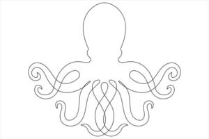 Octopus zee dier doorlopend een lijn kunst tekening van schets vector illustratie