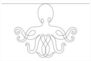 Octopus zee dier doorlopend een lijn kunst tekening van schets vector illustratie