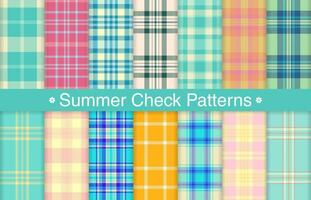 zomer plaid bundels, textiel ontwerp, geruit kleding stof patroon voor shirt, jurk, pak, omhulsel papier afdrukken, uitnodiging en geschenk kaart. vector