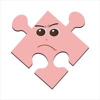 puzzels gezichten. grappig helder puzzel stukken tekens schattig glimlach of boos gezicht emotie, decoupeerzaag emoji toetreden vrienden creatief vorm tekenfilm mascotte concept vector illustratie van puzzel uitdrukking grappig